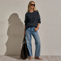 Vintage French Terry Relaxed Sweatshirt in Blue Noir Pigment | James Perse Los Angeles