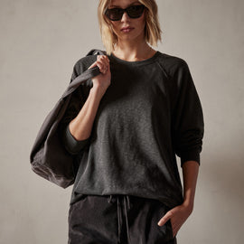 Vintage French Terry Relaxed Sweatshirt in Carbon Pigment | James Perse Los Angeles