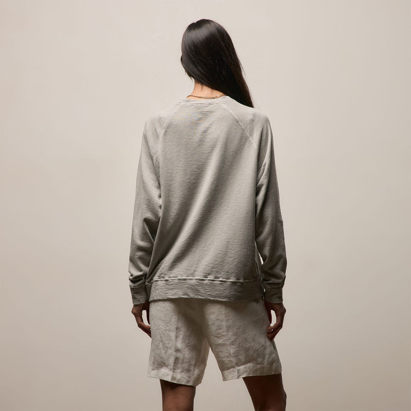 Vintage French Terry Relaxed Sweatshirt in Fog Pigment | James Perse Los Angeles