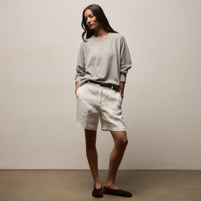 Vintage French Terry Relaxed Sweatshirt in Fog Pigment | James Perse Los Angeles