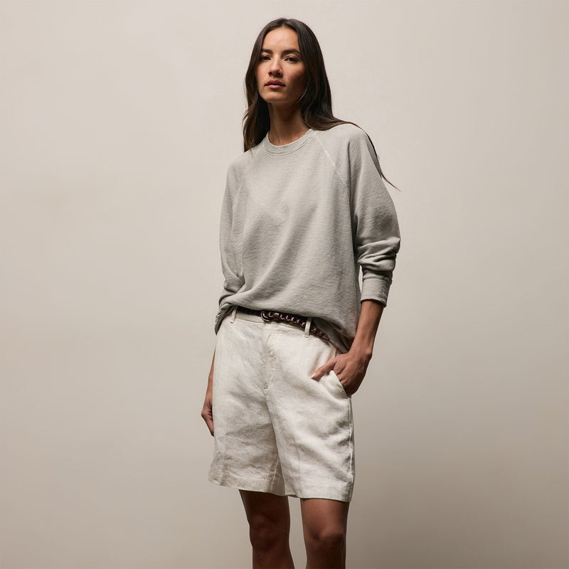Vintage French Terry Relaxed Sweatshirt in Fog Pigment | James Perse Los Angeles