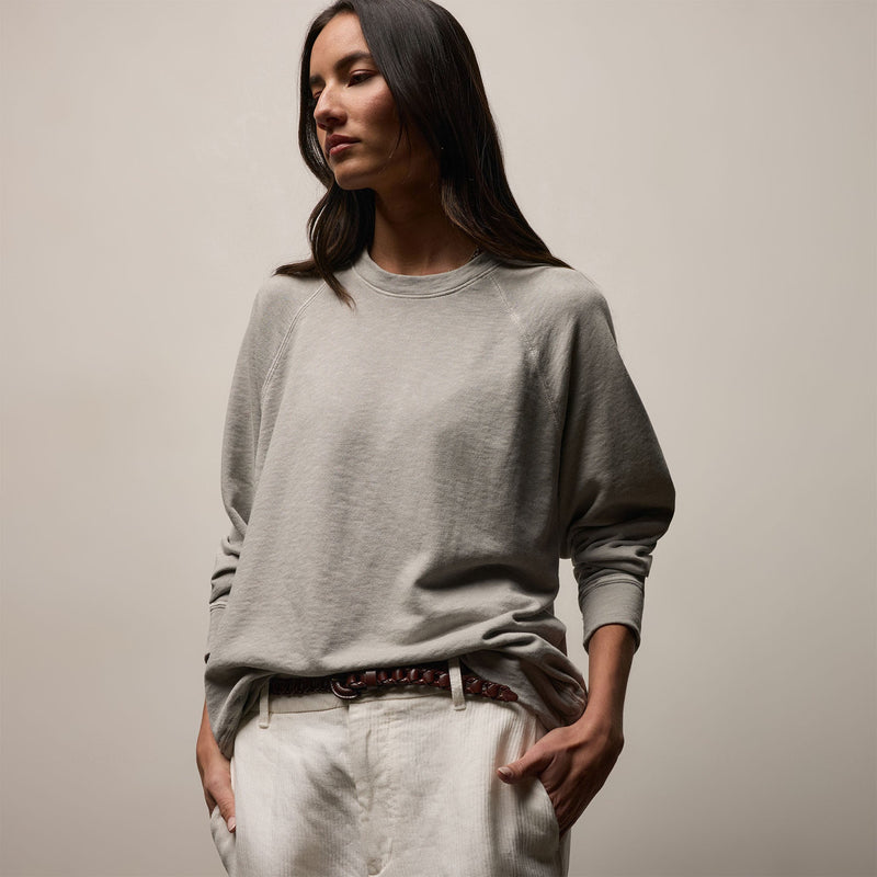 Vintage French Terry Relaxed Sweatshirt in Fog Pigment | James Perse Los Angeles