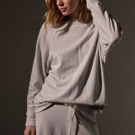 Vintage French Terry Relaxed Sweatshirt in Light Mist Pigment | James Perse Los Angeles