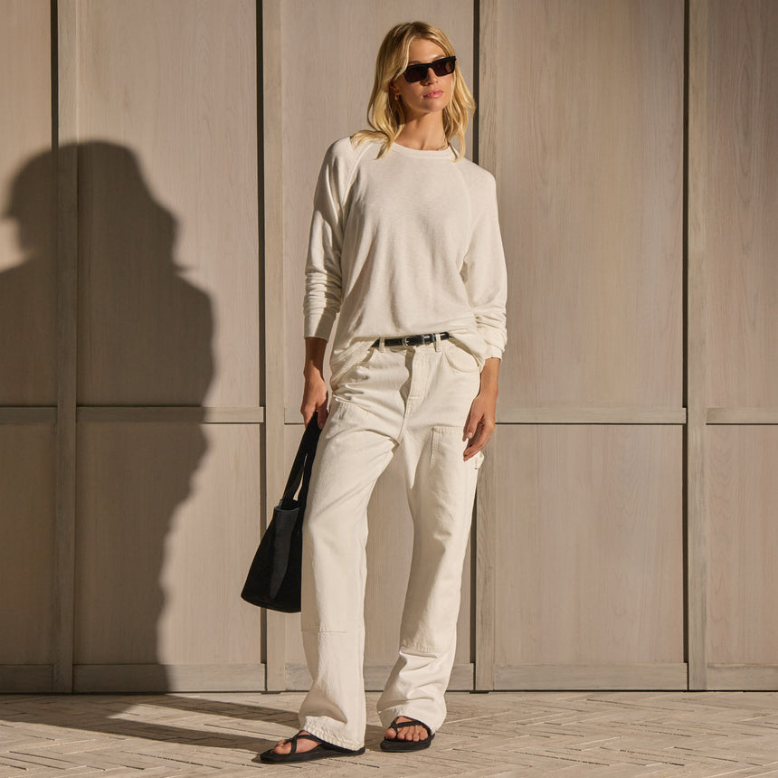 Vintage French Terry Relaxed Sweatshirt - Off White | James Perse Los Angeles