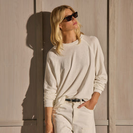Vintage French Terry Relaxed Sweatshirt - Off White | James Perse Los Angeles