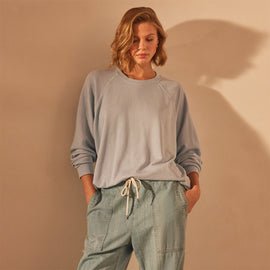 Vintage French Terry Relaxed Sweatshirt in Open Sky Pigment | James Perse Los Angeles