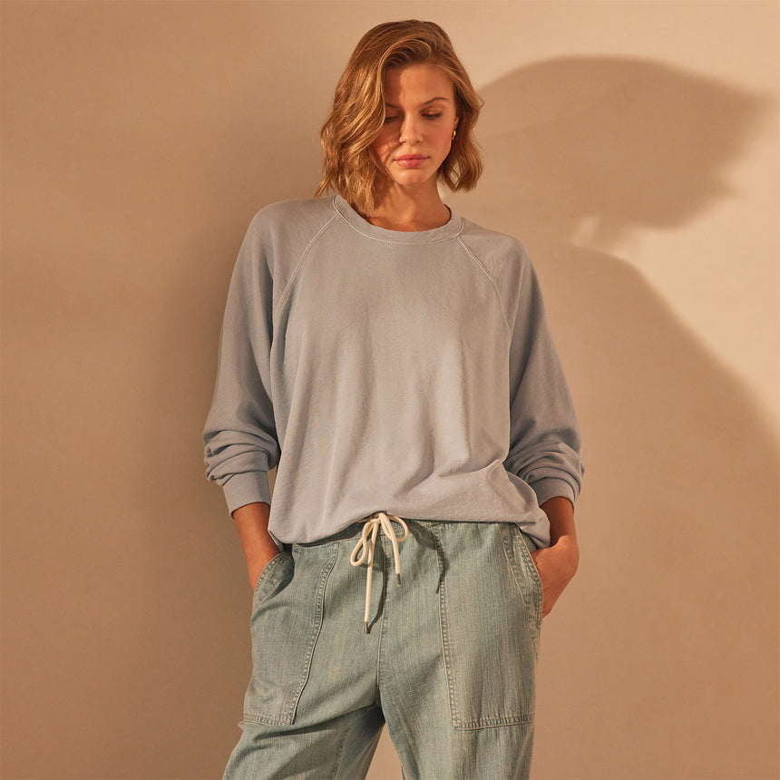 Vintage French Terry Relaxed Sweatshirt in Open Sky Pigment | James Perse Los Angeles