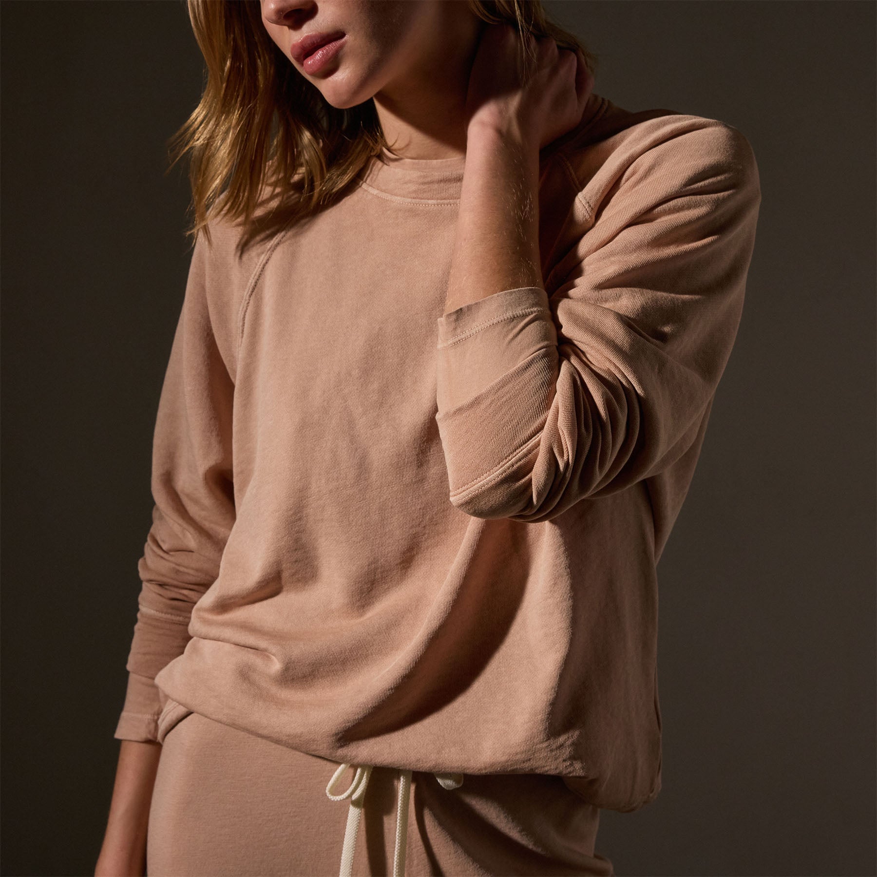 Vintage French Terry Relaxed Sweatshirt in Rose Nude Pigment | James Perse Los Angeles