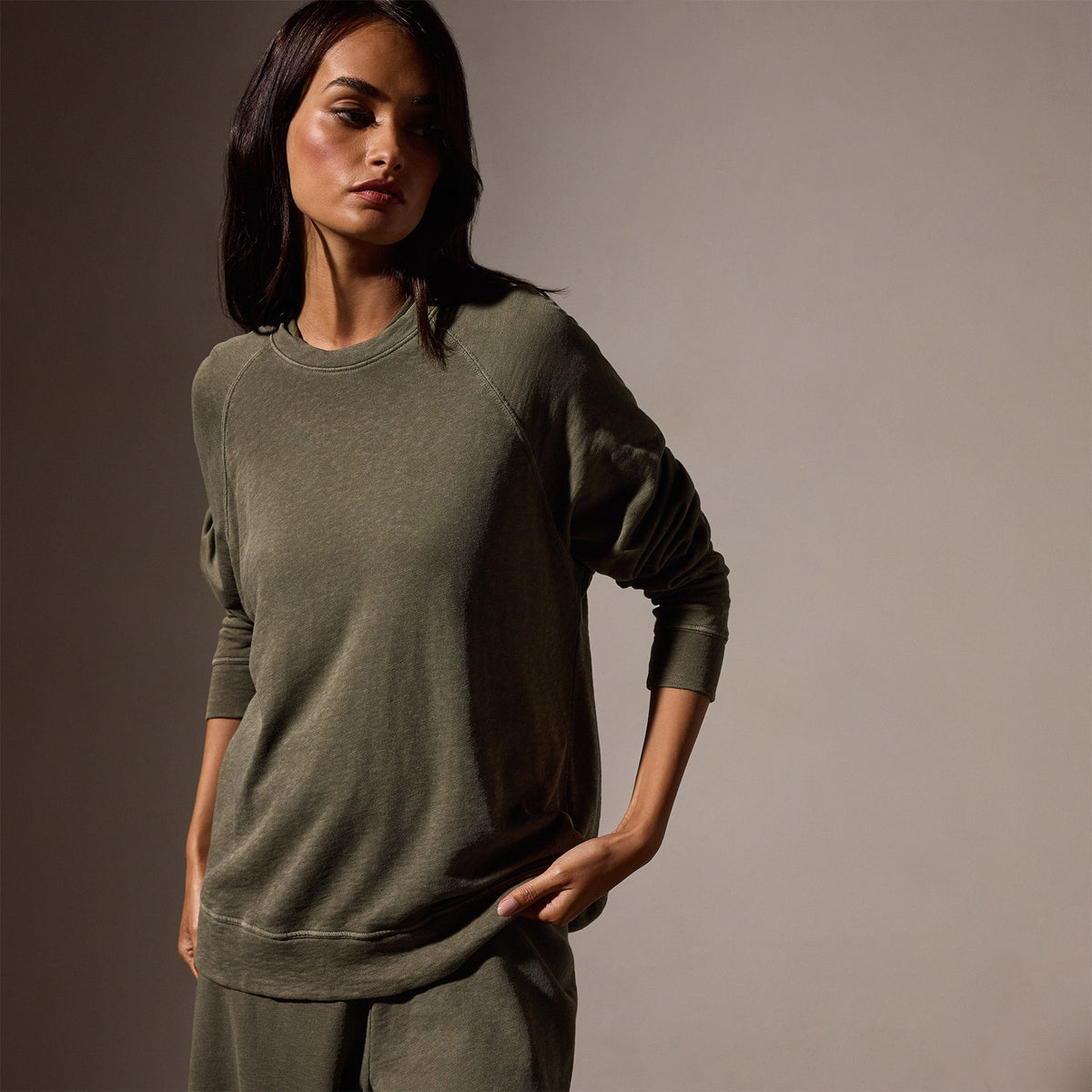 Vintage French Terry Relaxed Sweatshirt in Trooper Pigment | James Perse Los Angeles