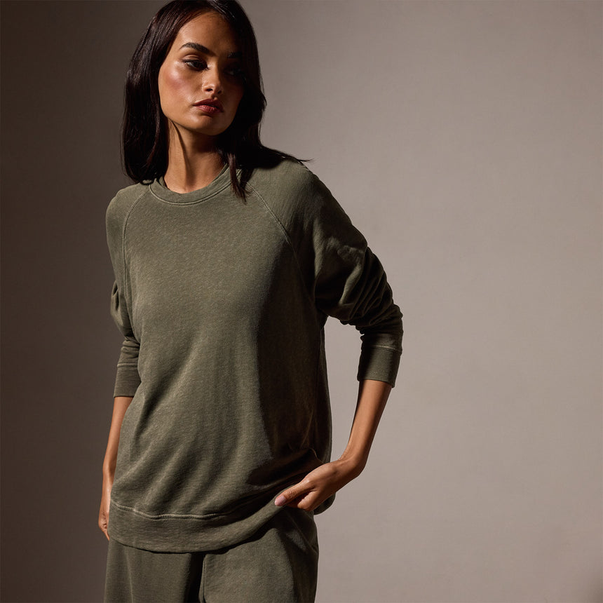 Vintage French Terry Relaxed Sweatshirt in Trooper Pigment | James Perse Los Angeles
