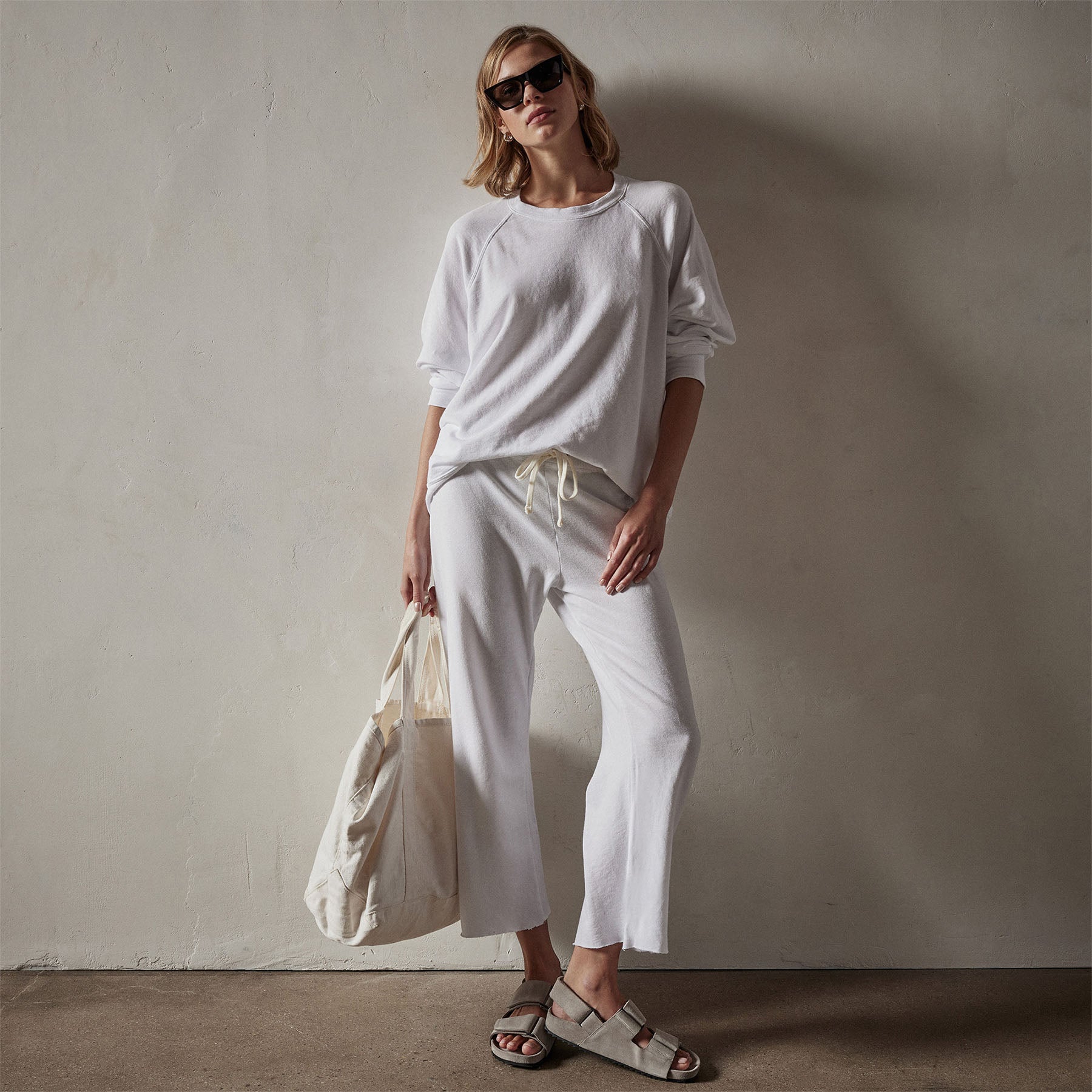 Vintage French Terry Relaxed Sweatshirt in White | James Perse Los Angeles