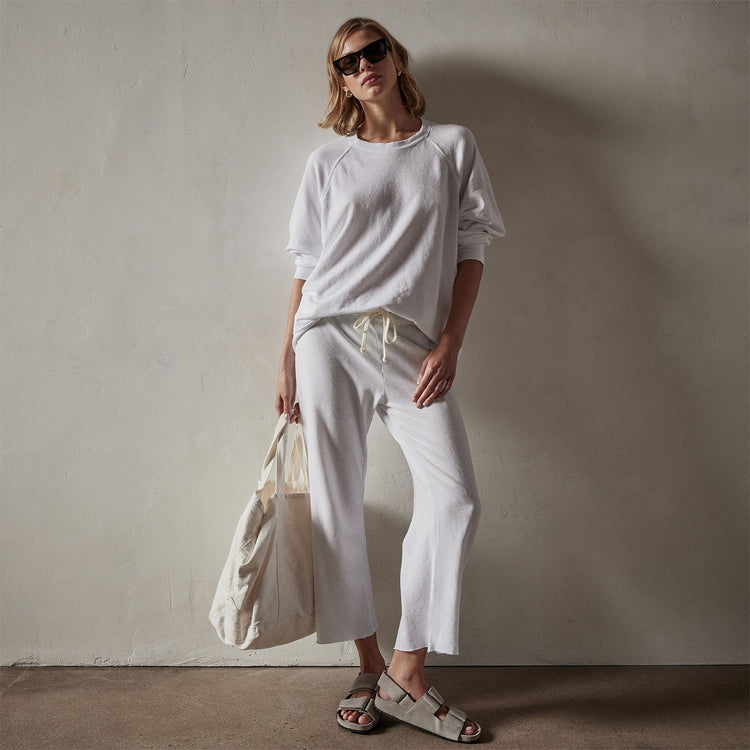 Vintage French Terry Relaxed Sweatshirt in White | James Perse Los Angeles