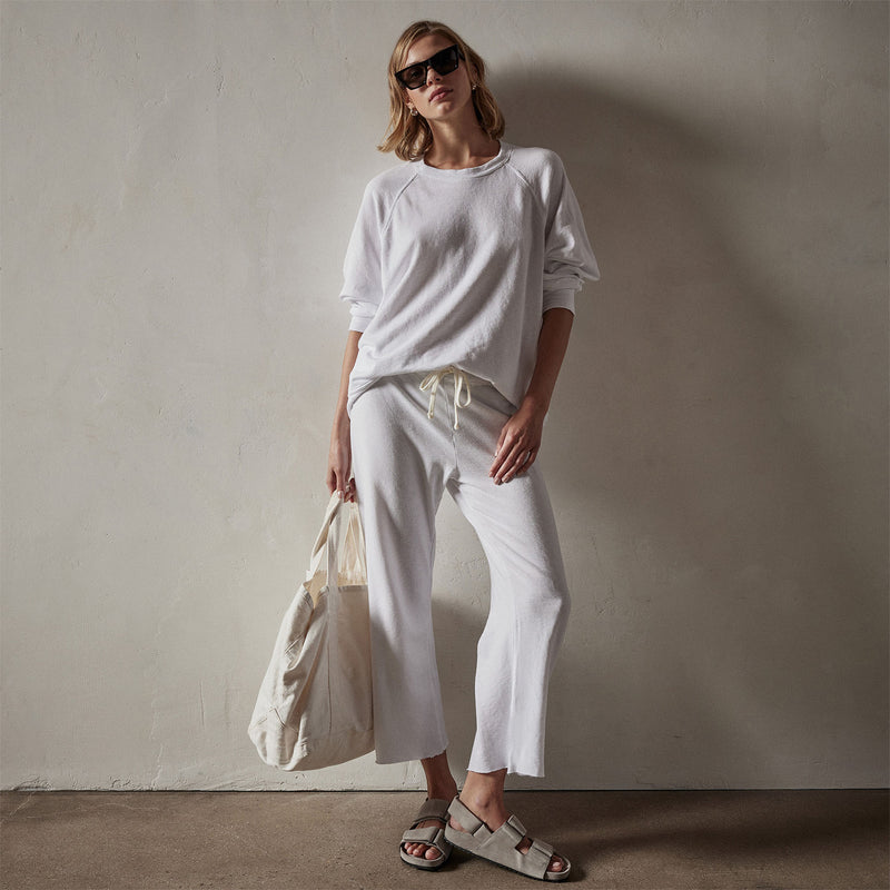 Vintage French Terry Relaxed Sweatshirt in White | James Perse Los Angeles
