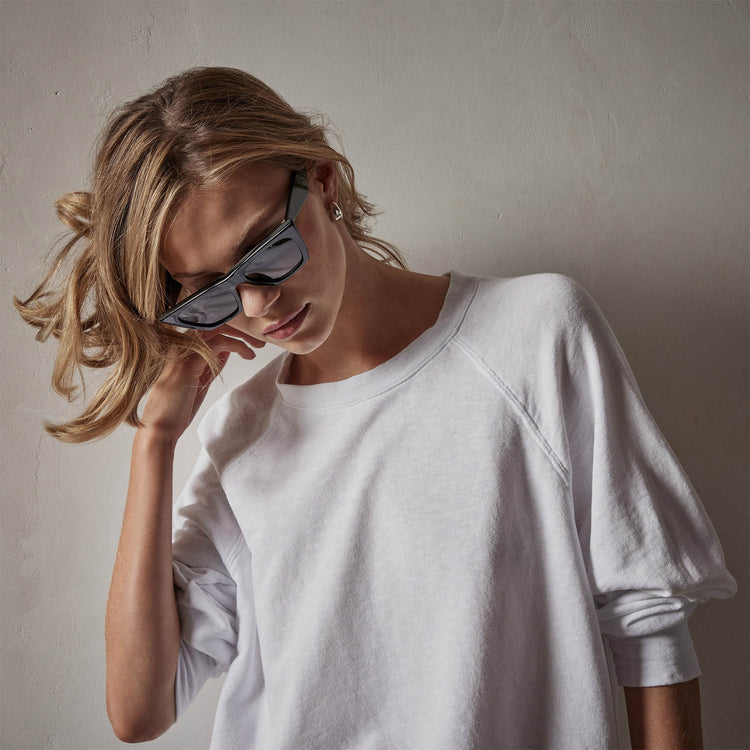 Vintage French Terry Relaxed Sweatshirt in White | James Perse Los Angeles