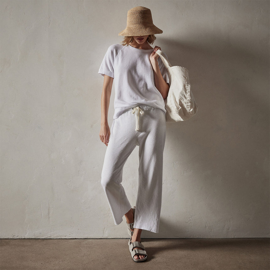 Short Sleeve Sweat Top in White | James Perse Los Angeles