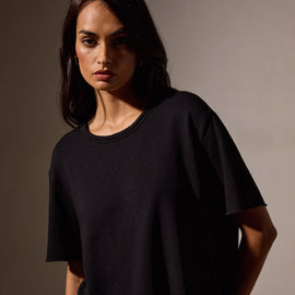 French Terry  Boxy Short Sleeve Tee in Black | James Perse Los Angeles