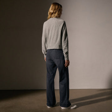 French Terry Cropped Mock Neck - Heather Grey | James Perse