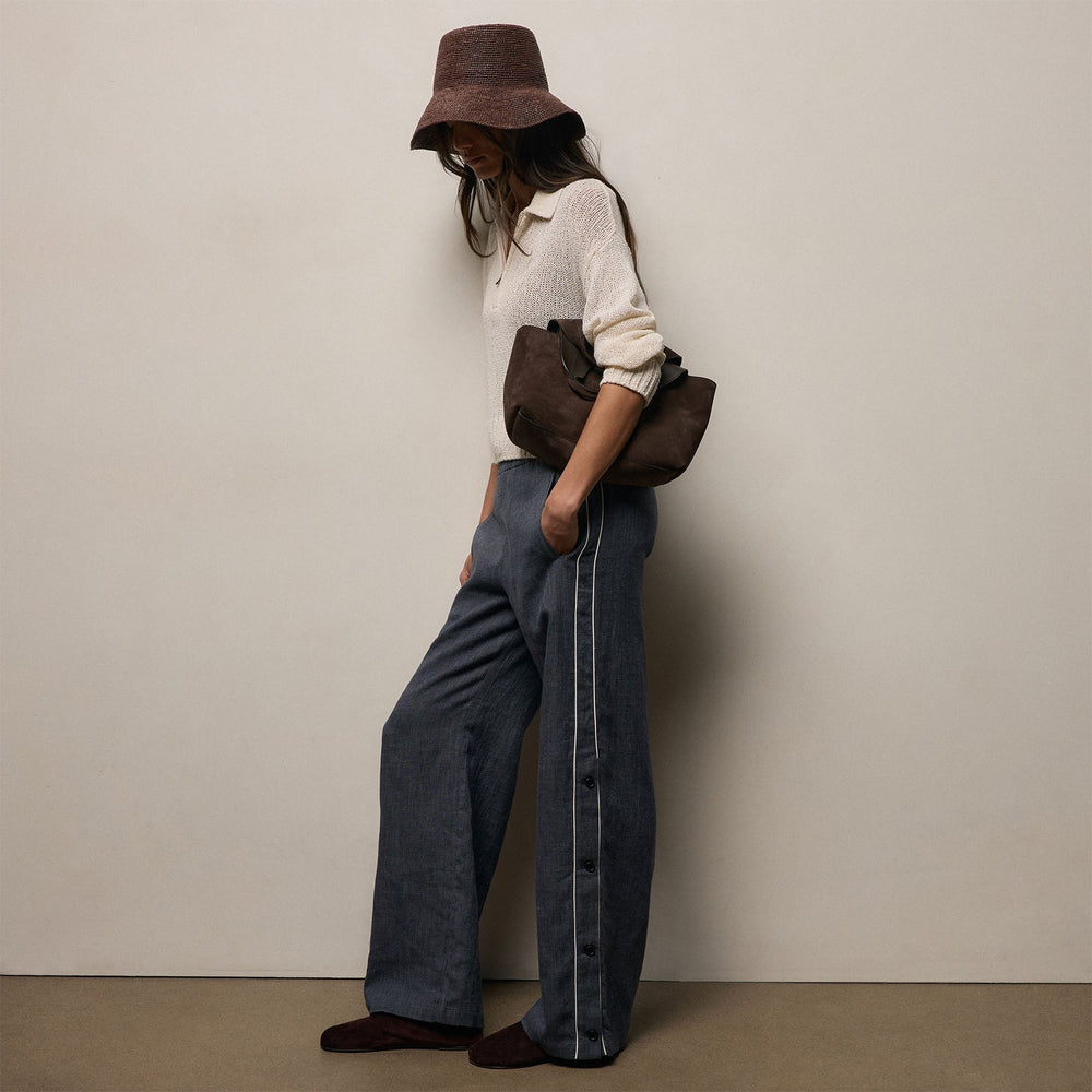 Linen Cotton Track Pant in Heather Navy | James Perse Los Angeles