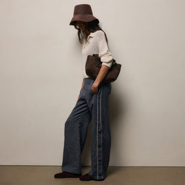 Linen Cotton Track Pant in Heather Navy | James Perse Los Angeles