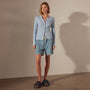 Stretch Linen Ribbed Cardigan in Bleached Blue | James Perse Los Angeles