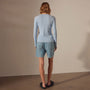 Stretch Linen Ribbed Cardigan in Bleached Blue | James Perse Los Angeles