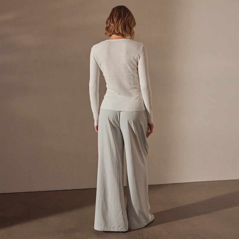 Stretch Linen Ribbed U Neck in White | James Perse Los Angeles