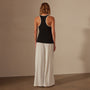 Stretch Linen Ribbed Tank in Black/White | James Perse Los Angeles