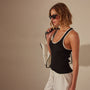 Stretch Linen Ribbed Tank in Black/White | James Perse Los Angeles