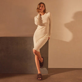 Stretch Linen Ribbed Dress in Canvas | James Perse Los Angeles