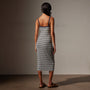 Stretch Linen Ribbed Dress in Canvas/Navy Stripe | James Perse Los Angeles