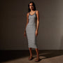Stretch Linen Ribbed Dress in Canvas/Navy Stripe | James Perse Los Angeles