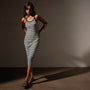 Stretch Linen Ribbed Dress in Canvas/Navy Stripe | James Perse Los Angeles