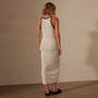 Stretch Linen Ribbed Dress in White/Black | James Perse Los Angeles