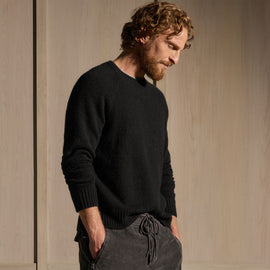 Lightweight Textured Cashmere Crew - True Black | MLTC3705_TRBL_4458_hero.jpg
