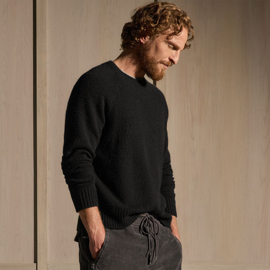 Lightweight Textured Cashmere Crew - True Black | MLTC3705_TRBL_4458_hero.jpg