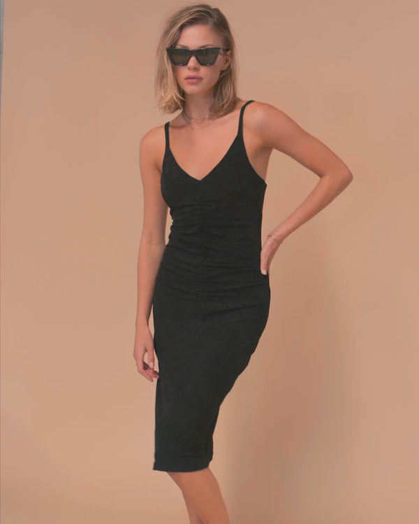 Ruched Velvet Cami Dress - Black | James Perse Los Angeles