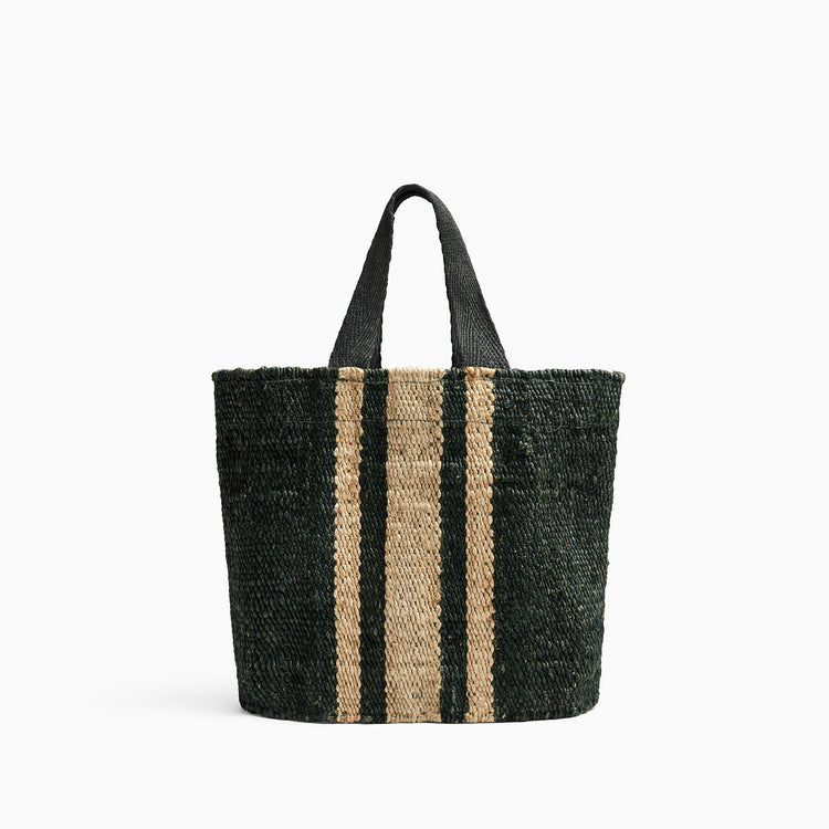 Playa Striped Small Hemp Tote In Petrol Green/Natural | James Perse Los Angeles