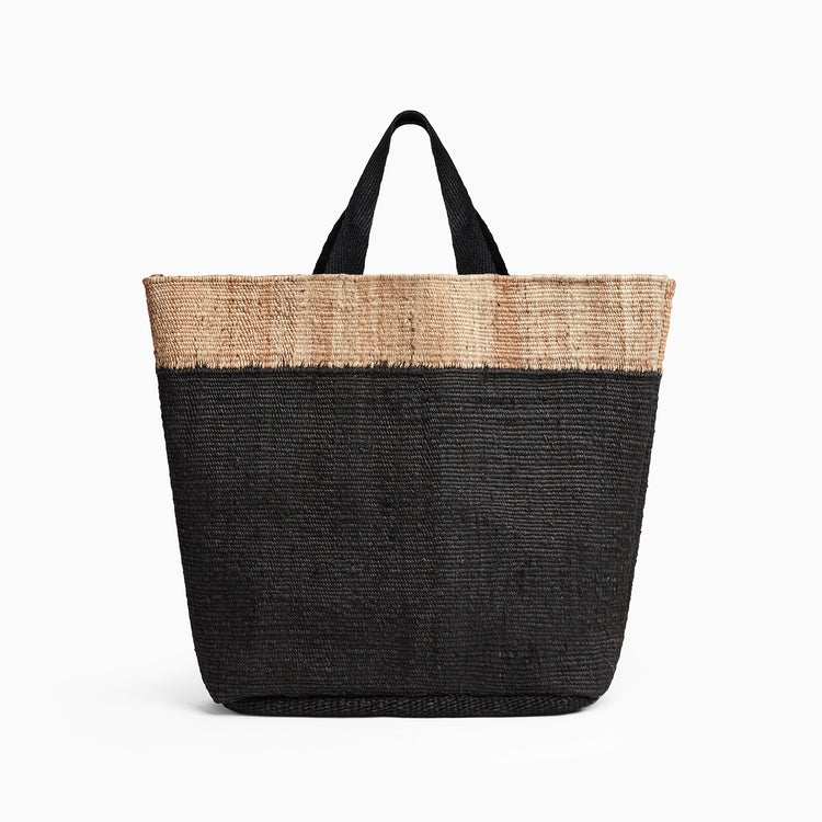 Playa Tipped Large Hemp Tote In Black/Natural | James Perse Los Angeles