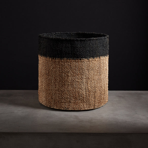 Tipped Jute Basket 18 X 16 - Natural/Black | James Perse Los Angeles