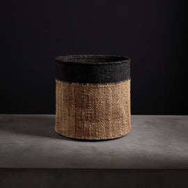 Tipped Jute Basket 15 X 14 - Natural/Black | James Perse Los Angeles