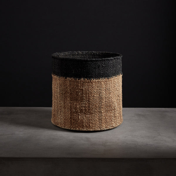 Tipped Jute Basket 15 X 14 - Natural/Black | James Perse Los Angeles