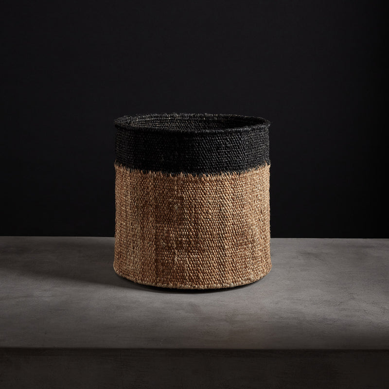 Tipped Jute Basket 15 X 14 - Natural/Black | James Perse Los Angeles