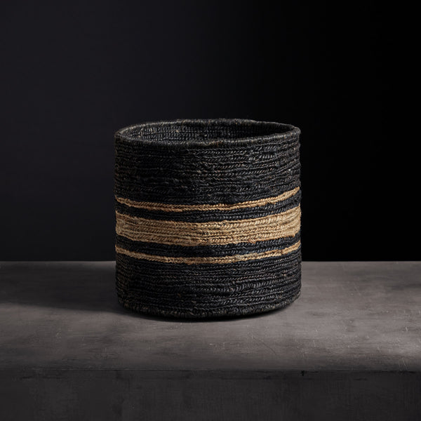 Medium Jute Basket In Charcoal/Natural Stripe | James Perse Los Angeles