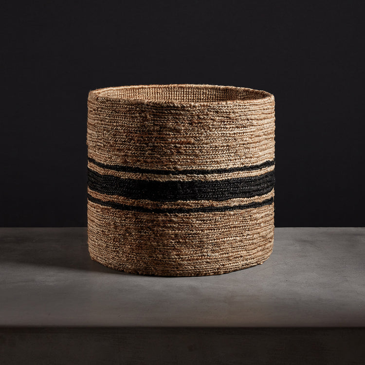 Jute Basket 18 X 16 - Natural/Charcoal Stripe | James Perse Los Angeles