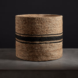 Jute Basket 21 X 18 - Natural/Charcoal Stripe | James Perse Los Angeles