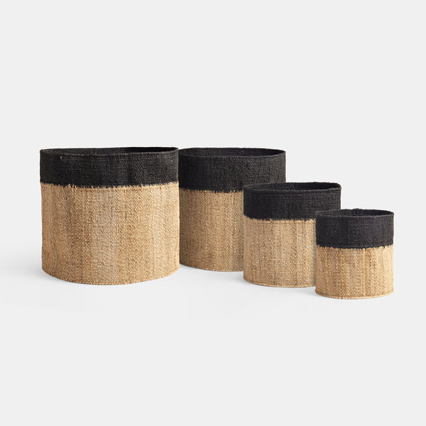 Medium Tipped Jute Basket in Natural/Black | James Perse Los Angeles