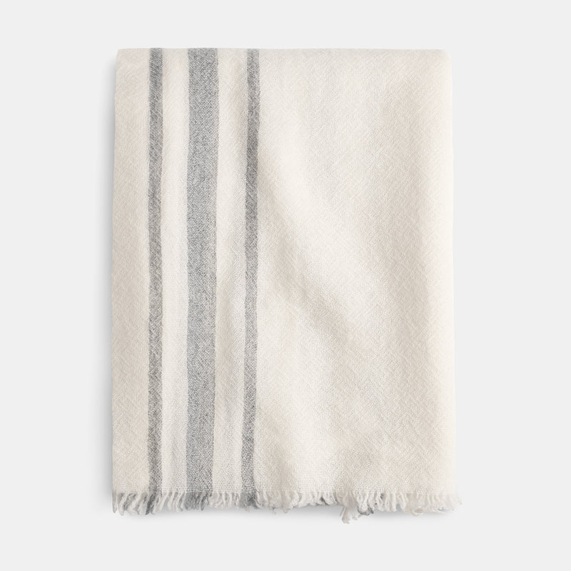 Sarti Cashmere Striped Scarf In Ivory/Flannel | James Perse Los Angeles