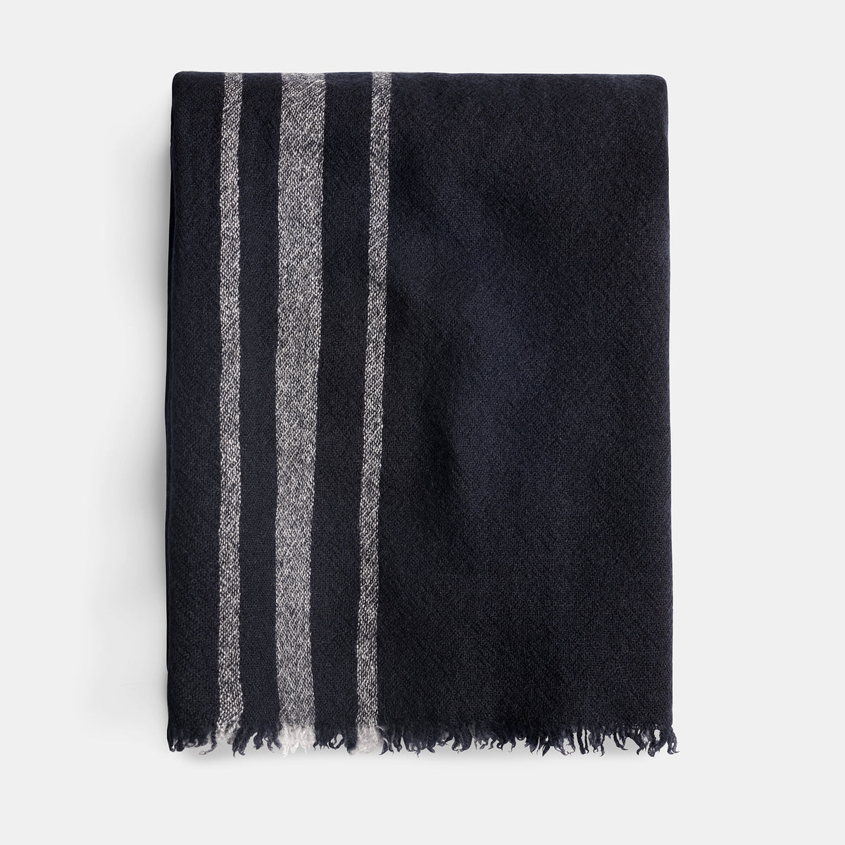 Sarti Cashmere Striped Scarf In Navy/Grey | James Perse Los Angeles