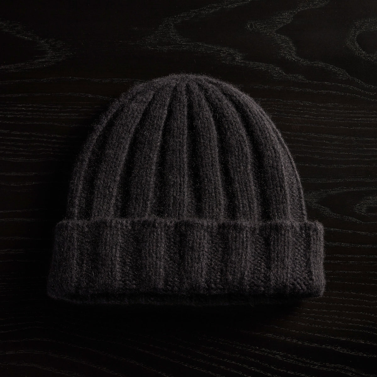 100% Pure Cashmere Reversible Toque Hat - Black & Gray Winter Beanie (Unisex, One Size)