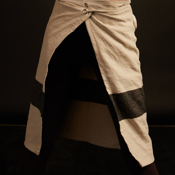 Single Stripe Half Apron in Natural/Black | James Perse Los Angeles